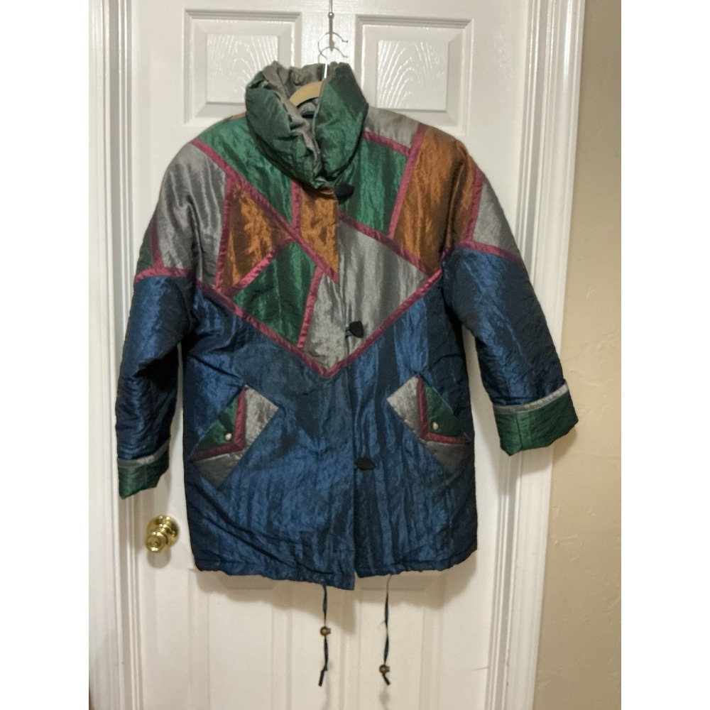 Be In The Current Seen Women Puffer Jacket Y2K M Metallic 70's 80's VTG Retro